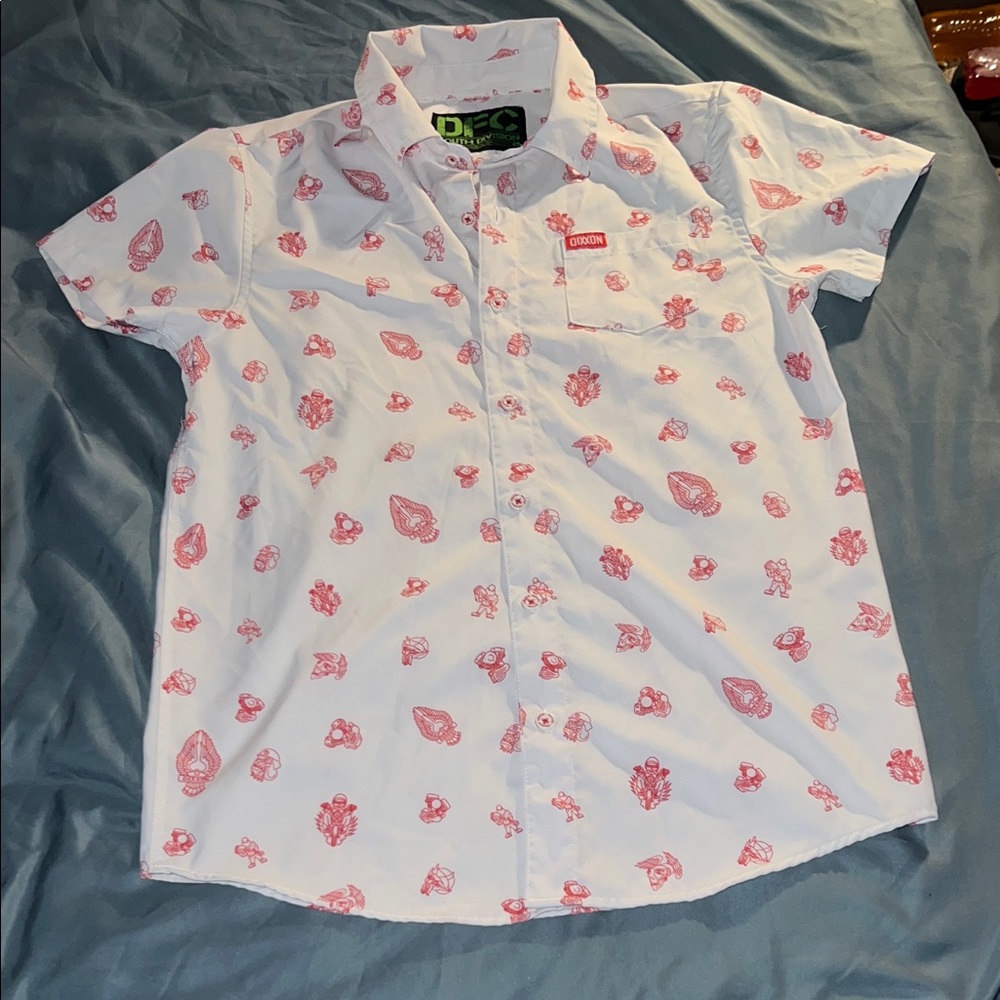 DIXXON Kids Button Down Shirt with Red Patterns